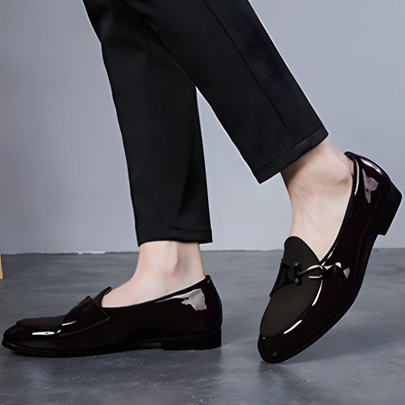 Men's Loafers Dual-Material Patent Leather