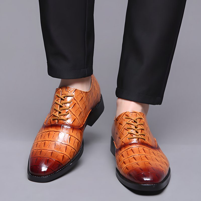 Men's Formal Oxfords Crocodile-Textured Leather Dress Shoes