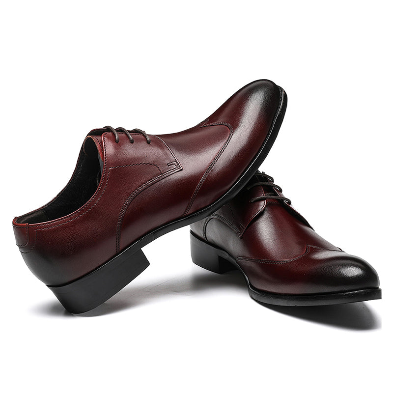 Men's Pointed-Toe Derby Shoes Premium Leather & Secure Lace-Up