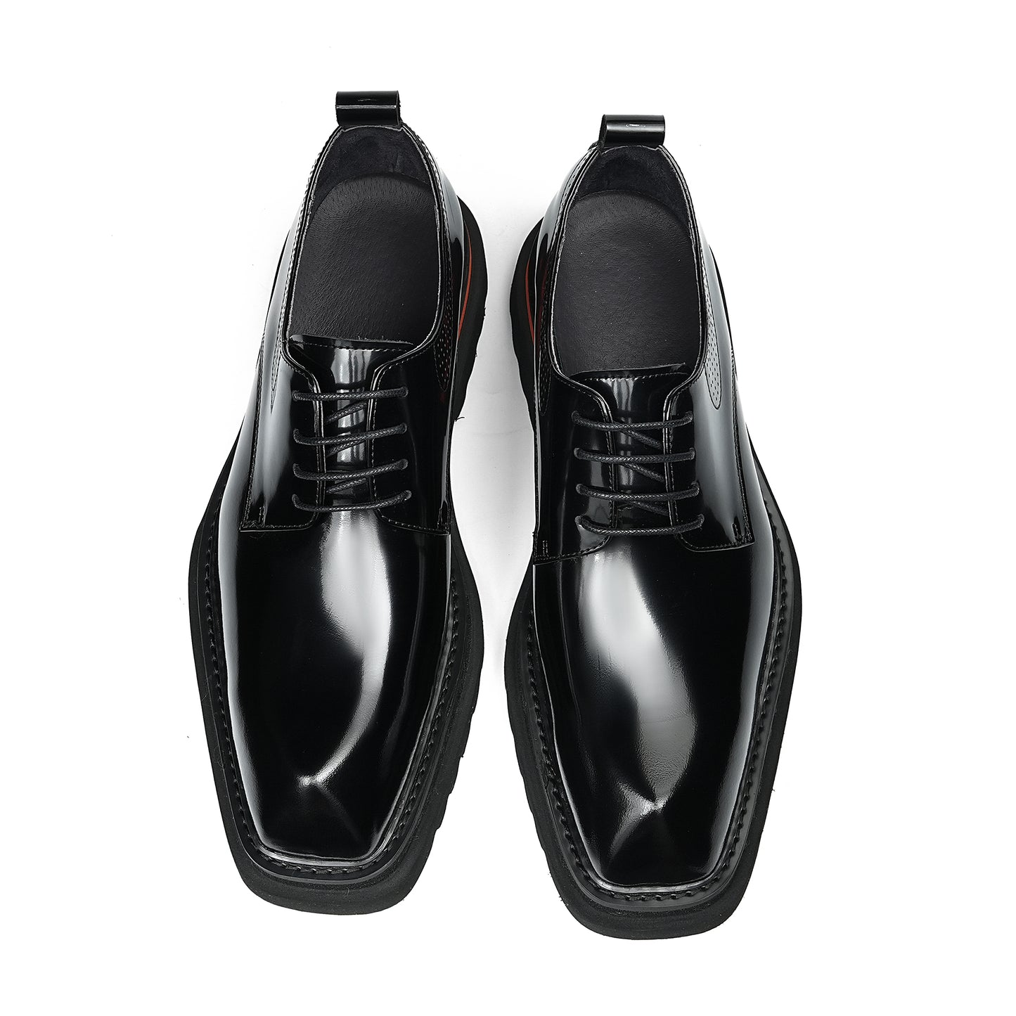 Cinematic Square-Toe Derby: Architectural Sole & Contrast Detailing