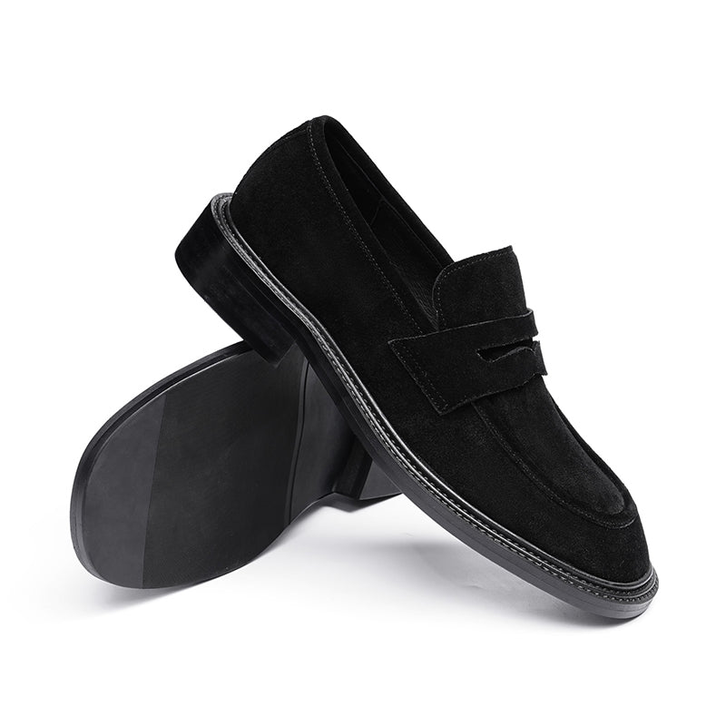 Men's Suede Loafers Slip-On Comfort & Textured Rubber Sole