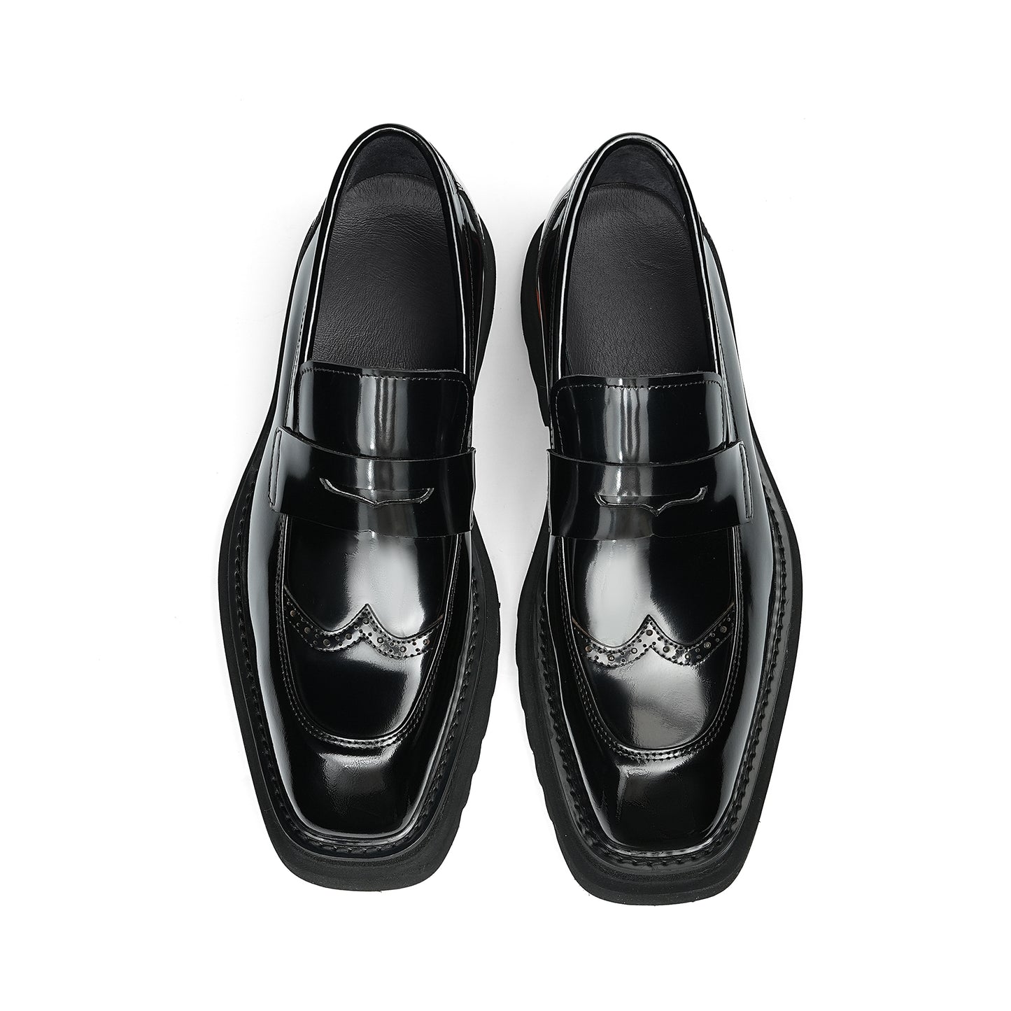 Square-Toe Men's Loafers: Brogue Detailing & Refined Hardware