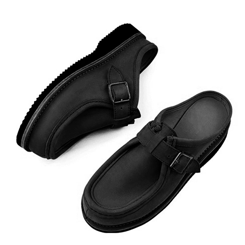 Men’s Slip-On Suede Moccasins: Textured Comfort & Effortless Buckle Style