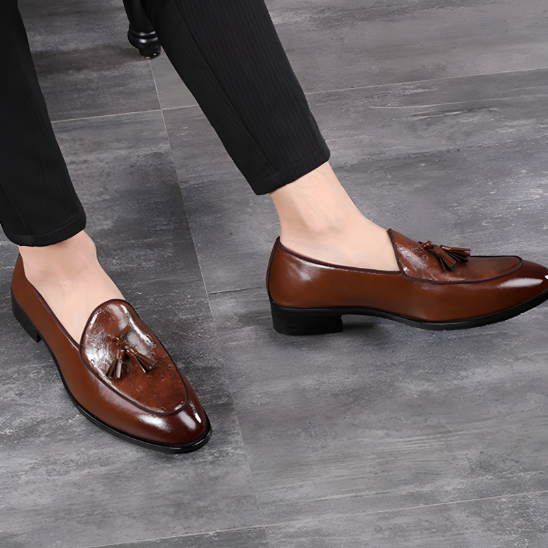 Men’s Tassel Loafers Ostrich-Embossed