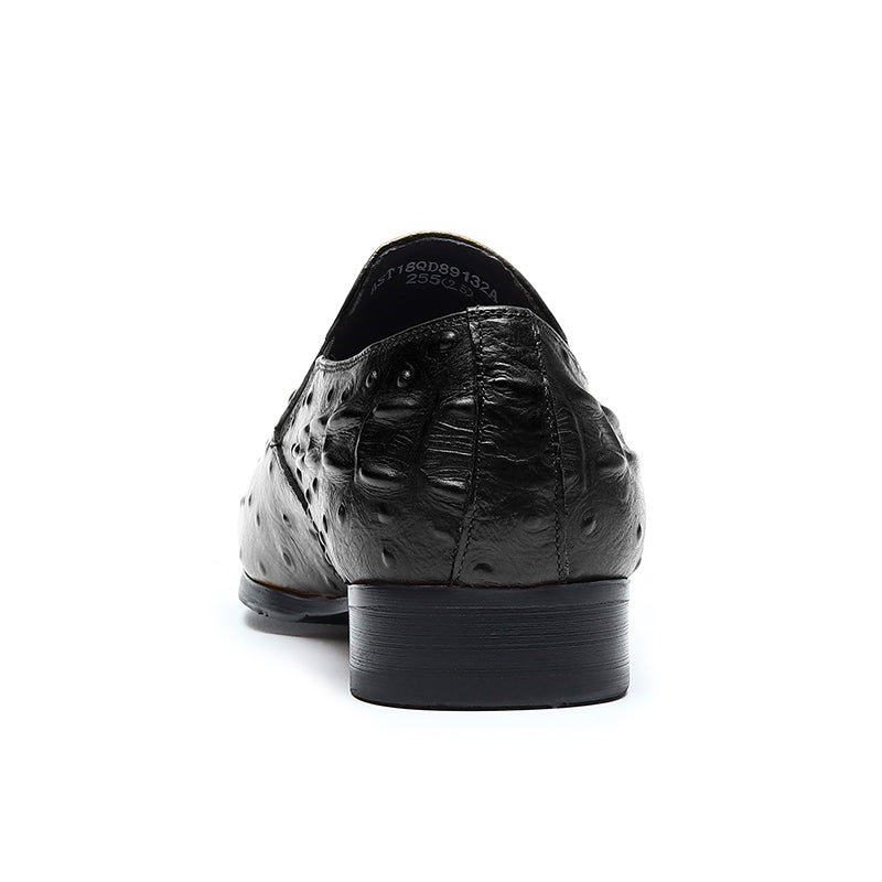 Men’s Ostrich-Patterned Leather Loafers