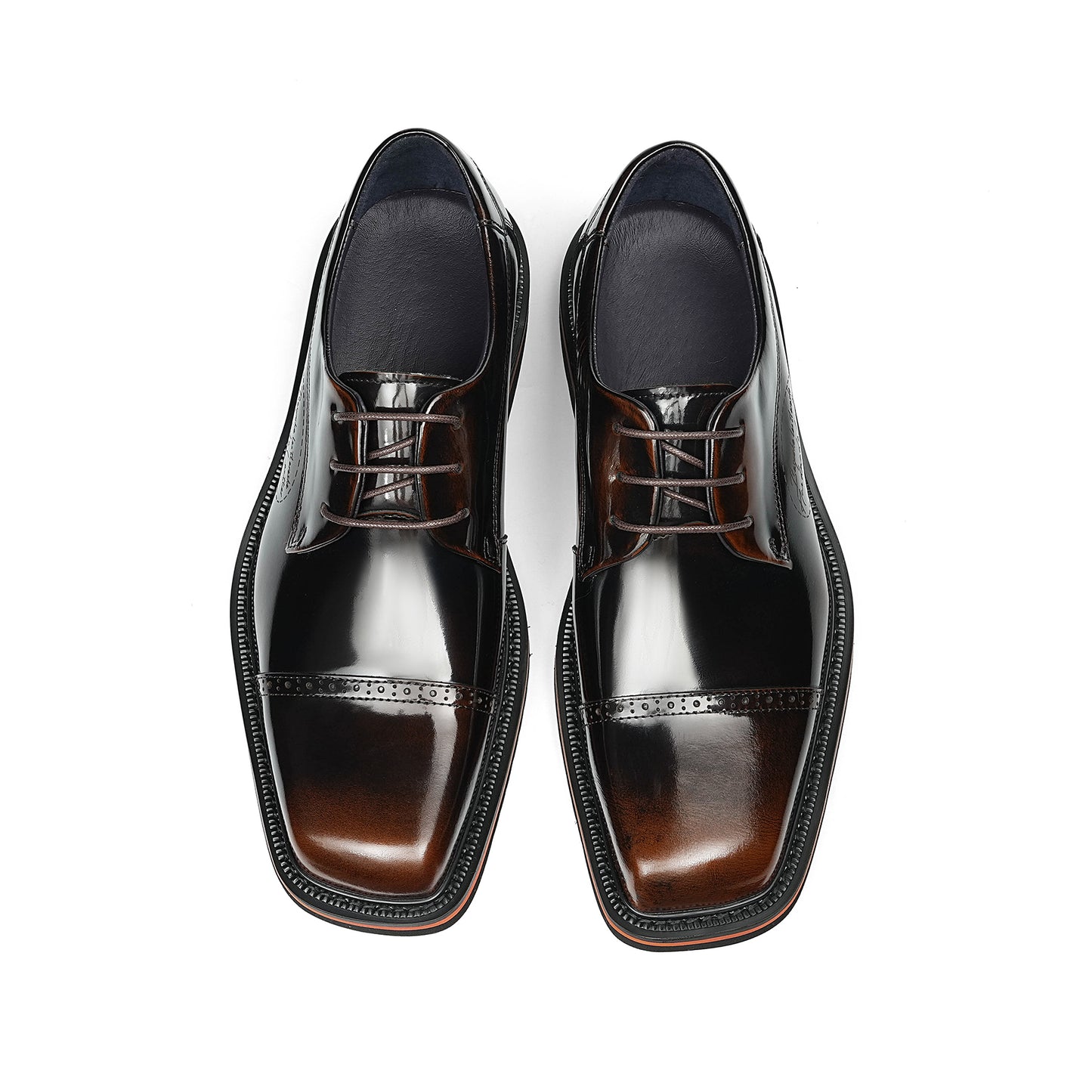 Men's Architectural Derby: Square-Toe Design & Contrast Sole Detailing