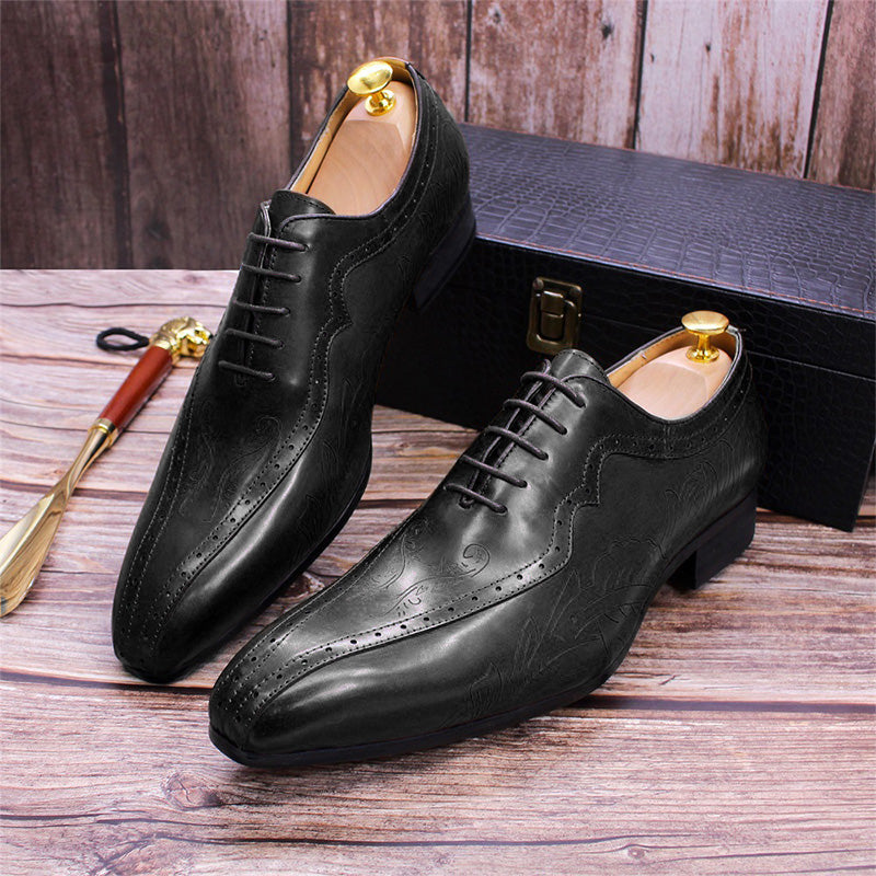 Men's Handcrafted Oxford Dress Shoes with Engraved Detailing