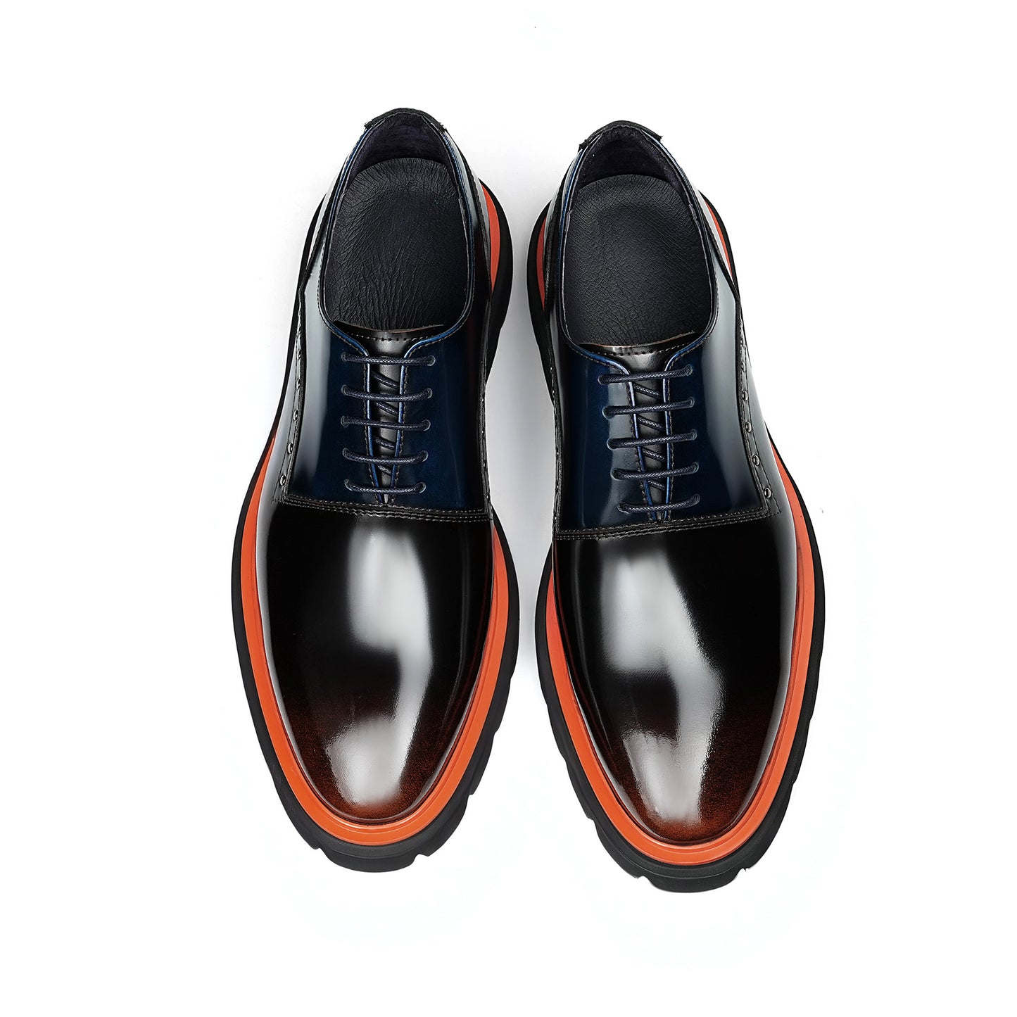 Men's Oxford Shoes: Contrast Accent & Platform Sole Design
