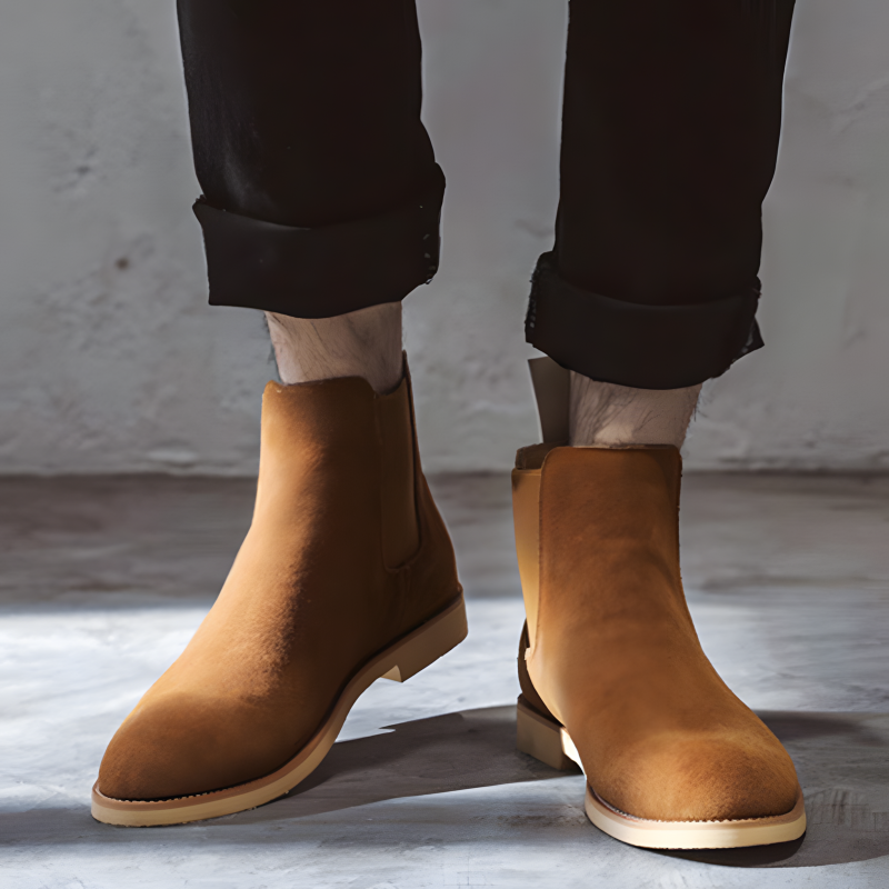 Men's Classic Suede Chelsea Boots with Crepe Sole
