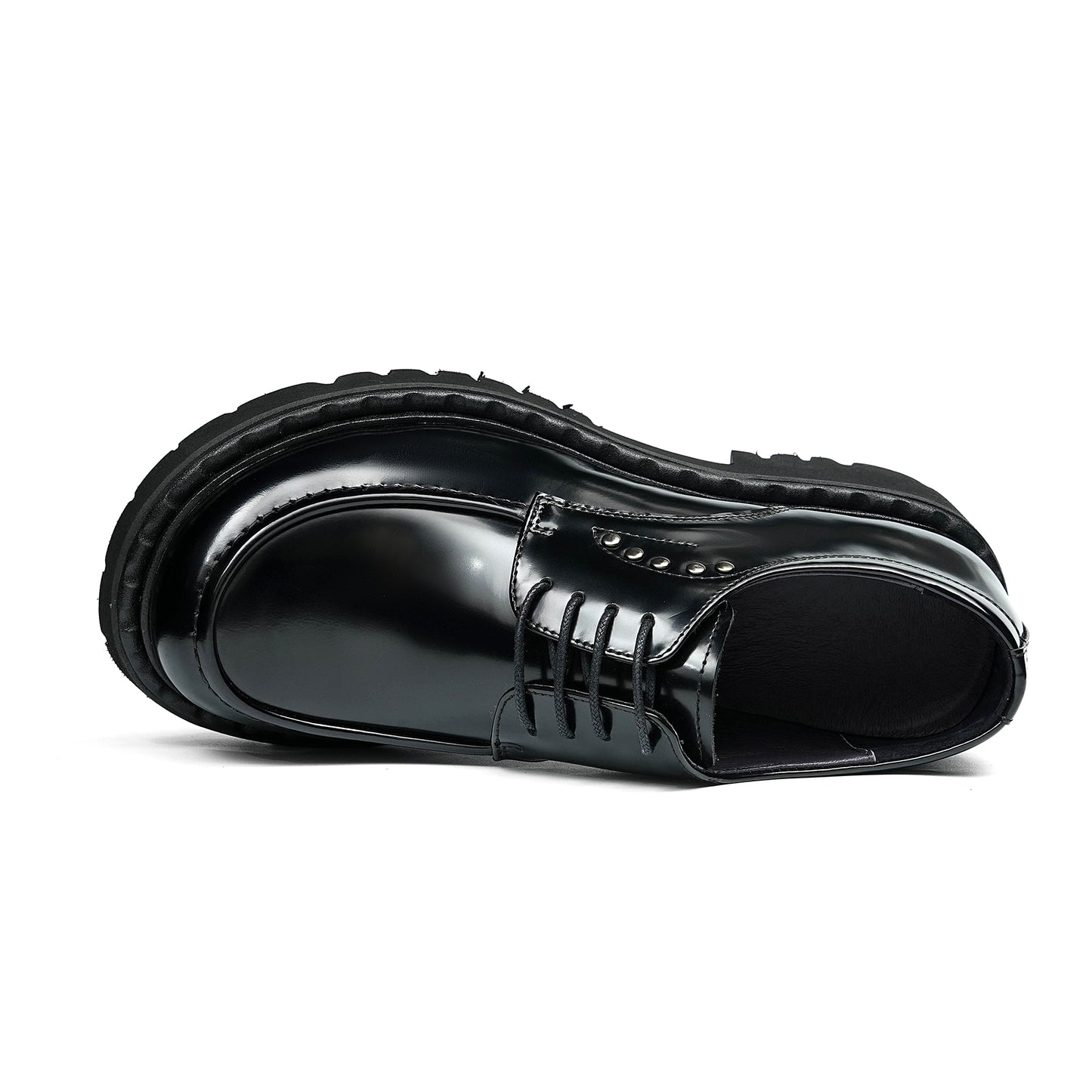 Architectural Men's Derby Shoes: Sculptural Sole & Mirror-Finish Elegance