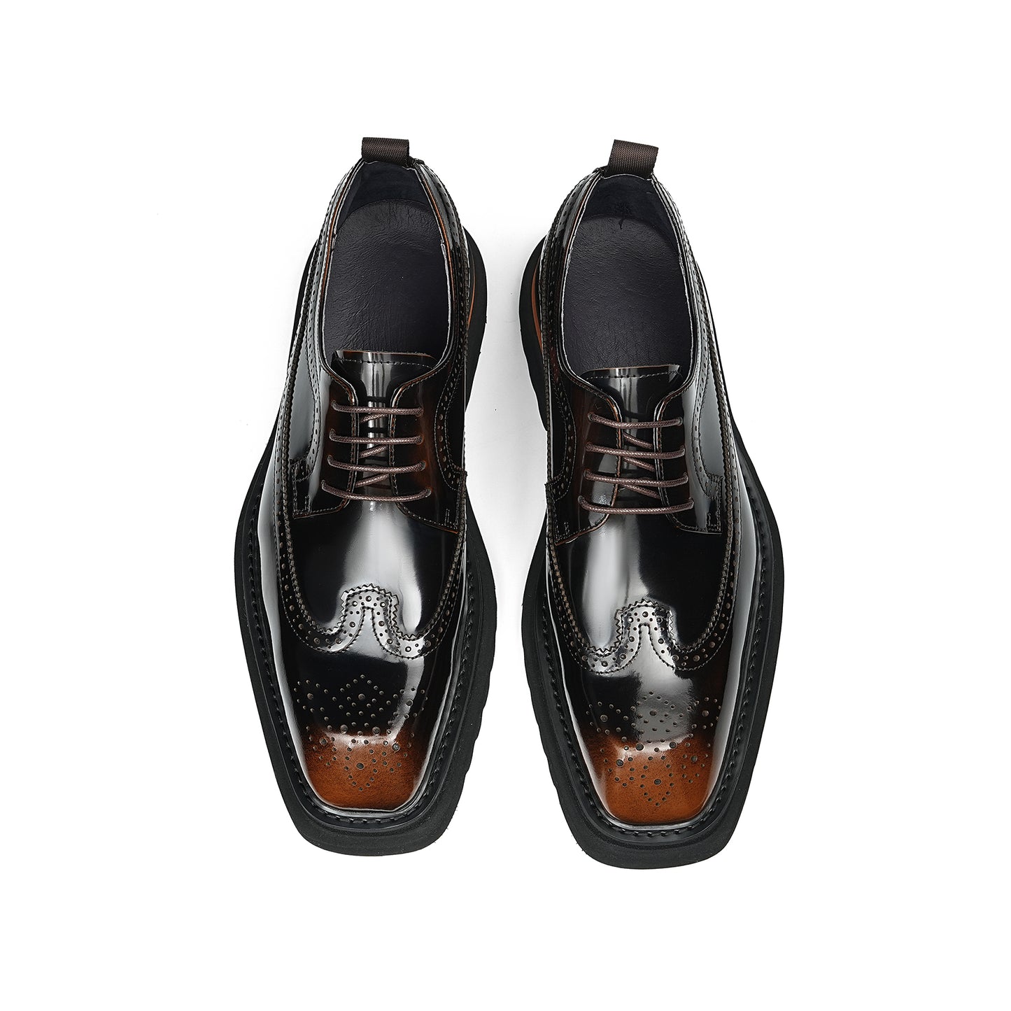 Timeless Brogue Derby: Structured Square-Toe & Accent Sole Detailing