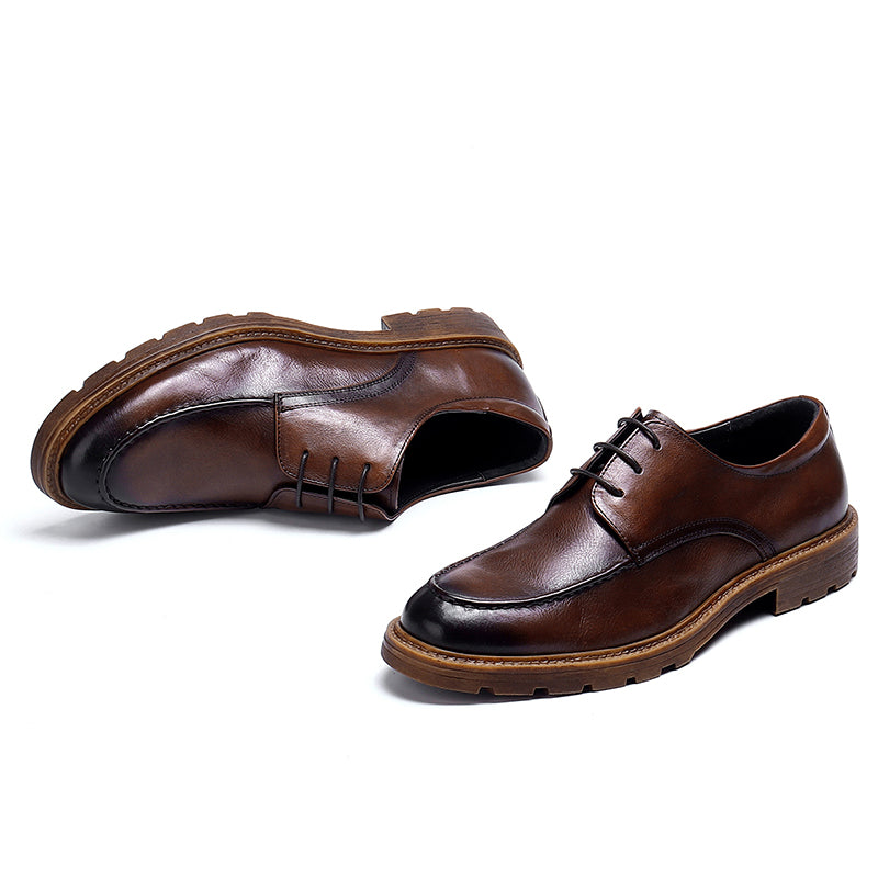 Men's Derby Shoes - Polished Leather & Slip-Resistant Sole