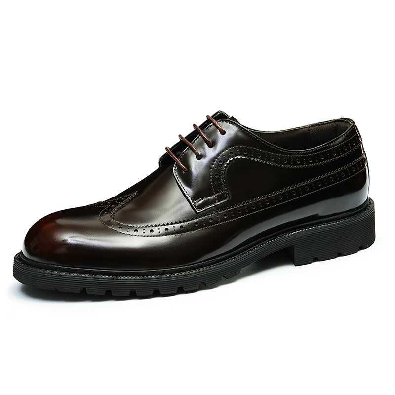Men's Brogue Derby Shoes - Refined Wingtip & Breathable Comfort