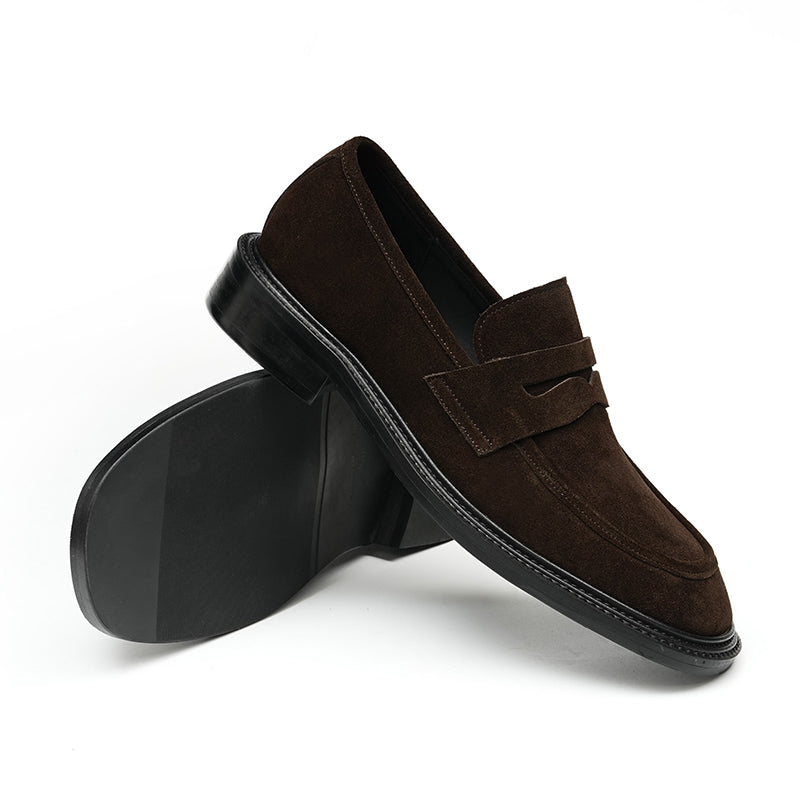 Men's Suede Loafers Slip-On Comfort & Textured Rubber Sole
