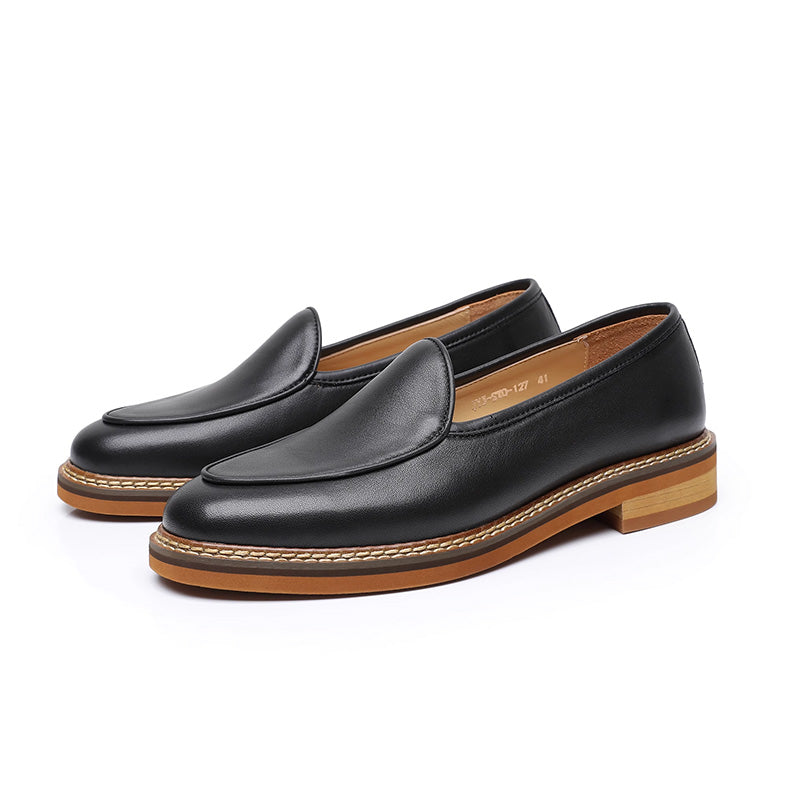 Men's Slip-On Loafers: Artisan Stitching & Layered Sole Architecture
