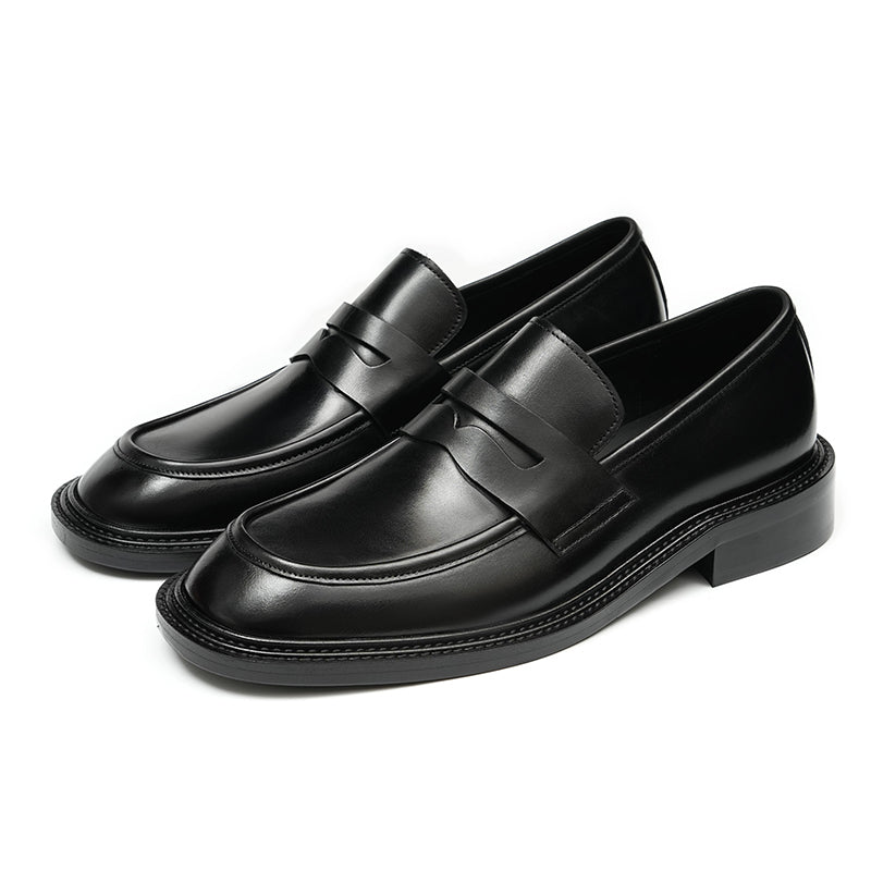 Men's Loafers - Gradient Leather & Reinforced Strap Design