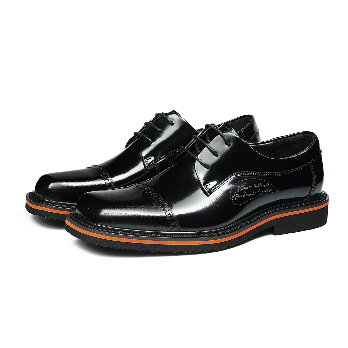 Men's Architectural Derby: Square-Toe Design & Contrast Sole Detailing