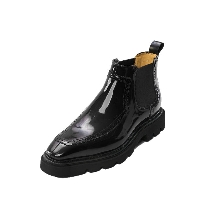 Men's Brogue Chelsea Boots: Artisan Stitching & Square-Toe Architecture
