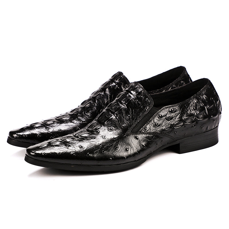 Men’s Ostrich-Patterned Leather Loafers