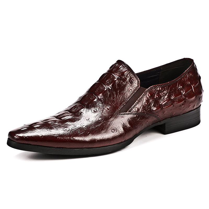 Men’s Ostrich-Patterned Leather Loafers