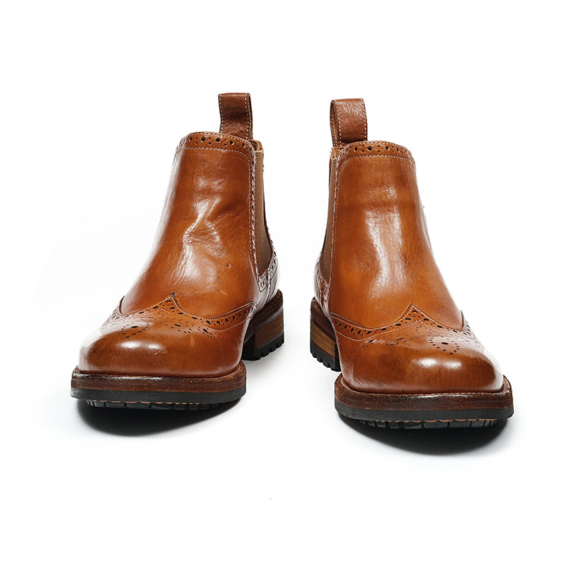 Men's Brogue Chelsea Boots: Horween Leather & Goodyear Welted