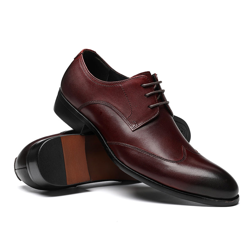 Men's Pointed-Toe Derby Shoes Premium Leather & Secure Lace-Up
