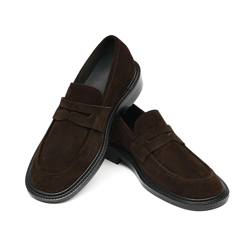 Men's Suede Loafers Slip-On Comfort & Textured Rubber Sole