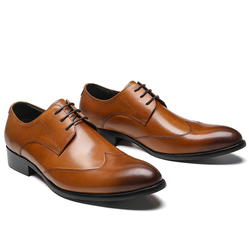 Men's Pointed-Toe Derby Shoes Premium Leather & Secure Lace-Up