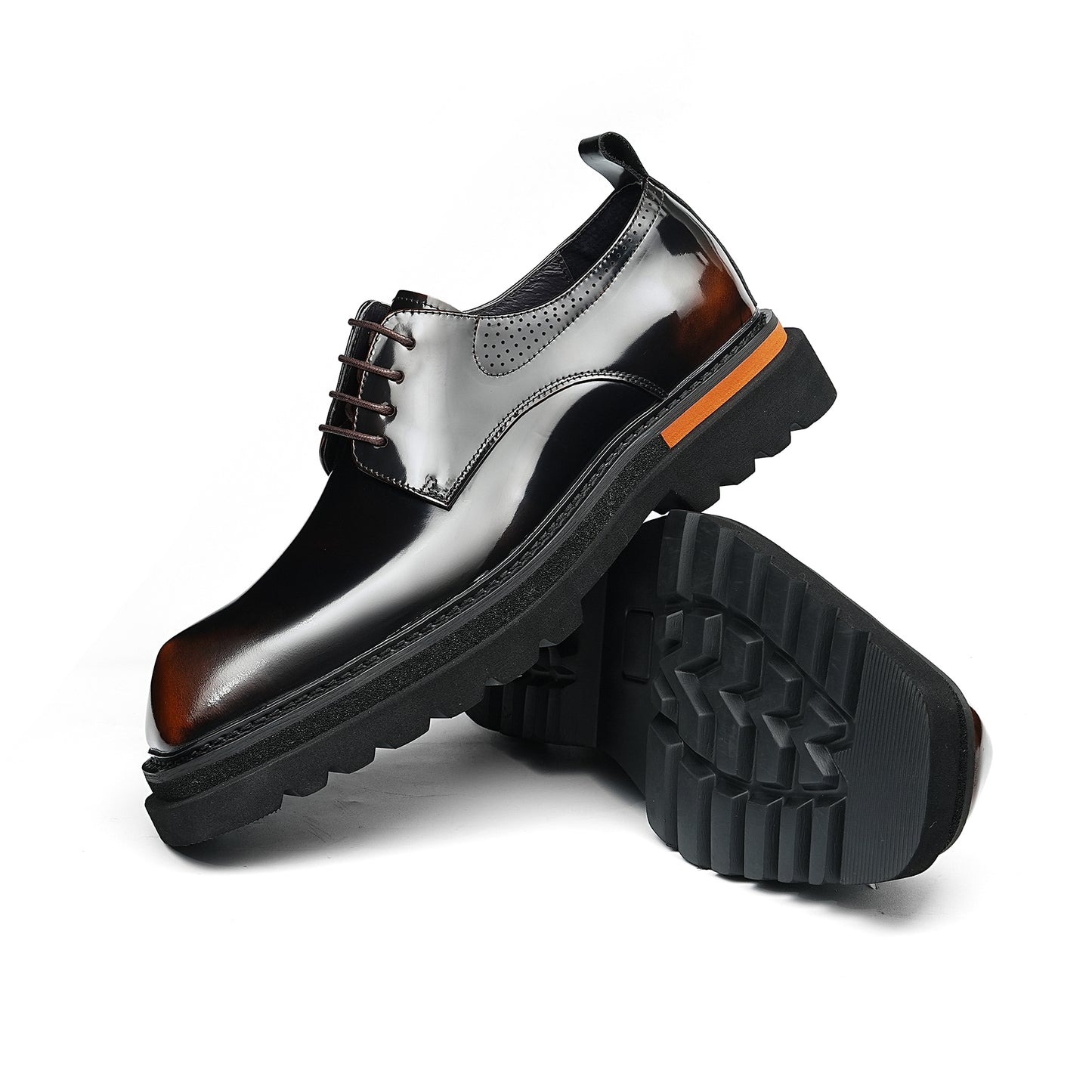 Cinematic Square-Toe Derby: Architectural Sole & Contrast Detailing