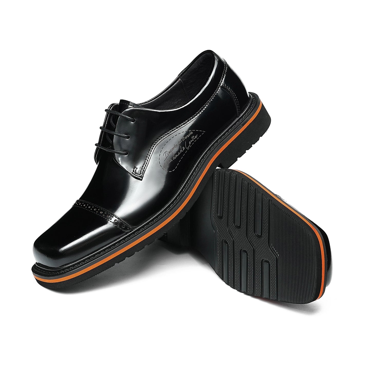 Men's Architectural Derby: Square-Toe Design & Contrast Sole Detailing