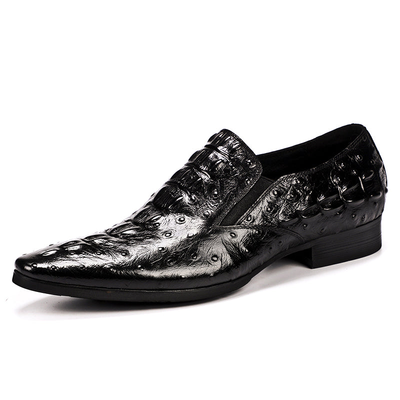 Men’s Ostrich-Patterned Leather Loafers