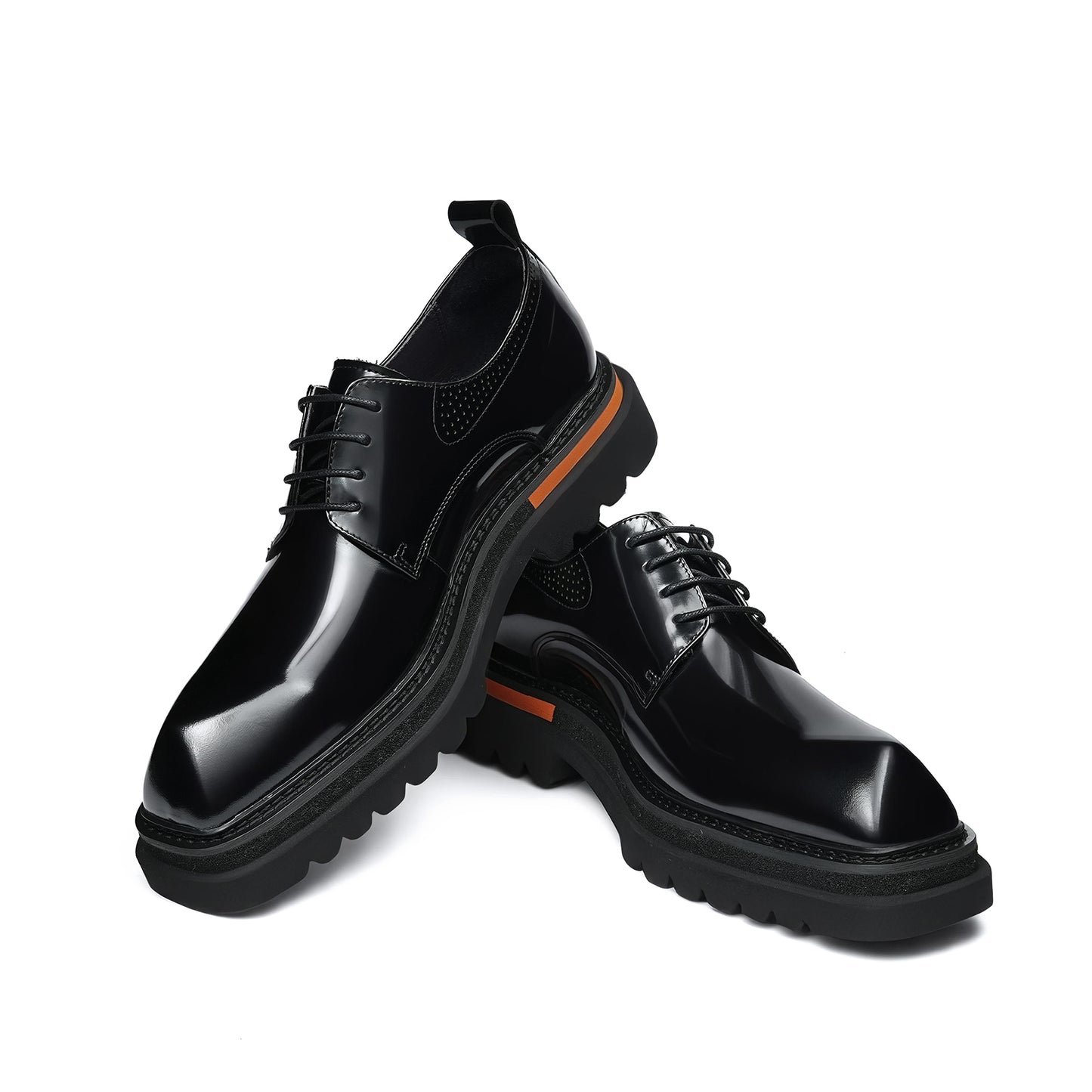 Cinematic Square-Toe Derby: Architectural Sole & Contrast Detailing