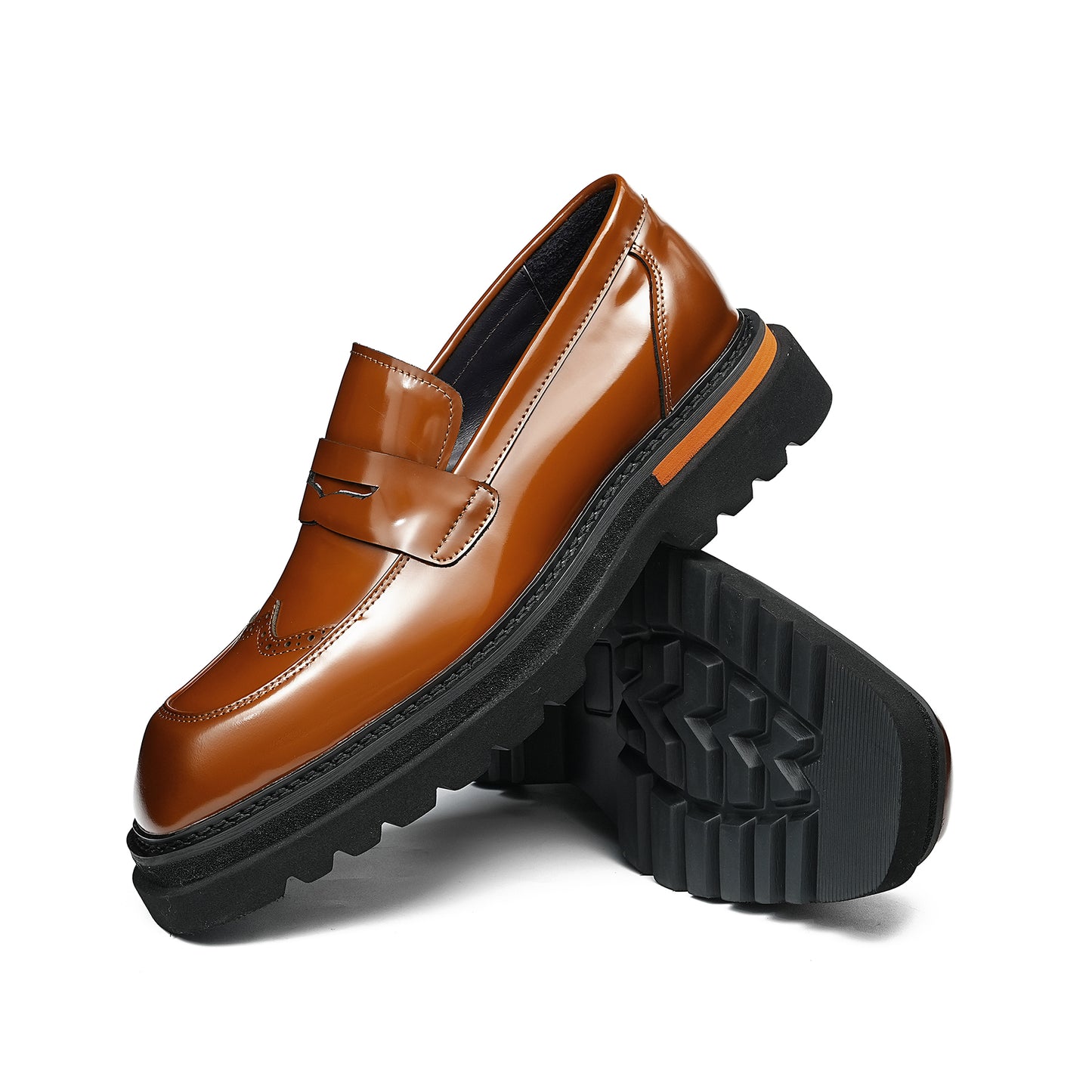 Square-Toe Men's Loafers: Brogue Detailing & Refined Hardware