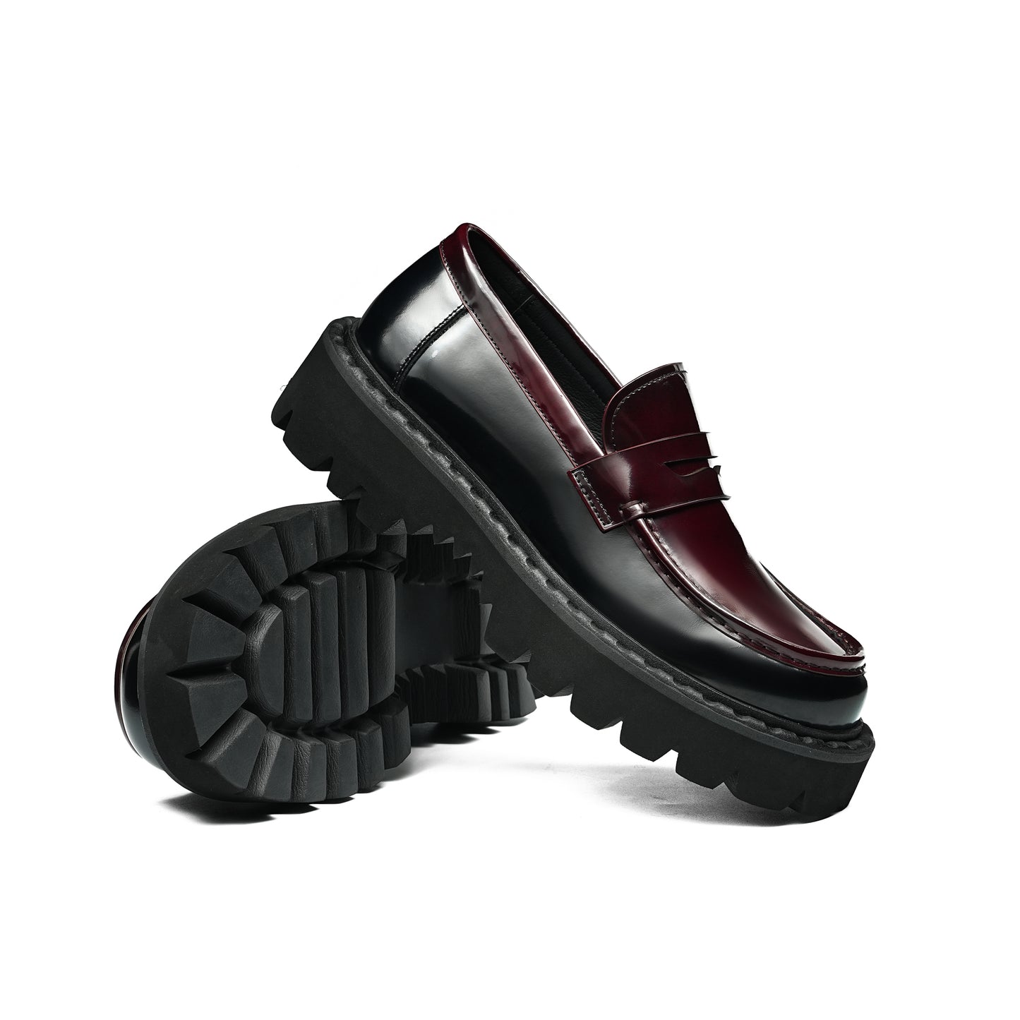 Men's Lustrous Leather Loafers: Contoured Comfort & Terrain-Savvy Foundation