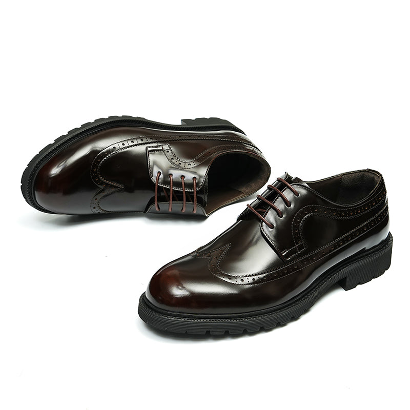 Men's Brogue Derby Shoes - Refined Wingtip & Breathable Comfort