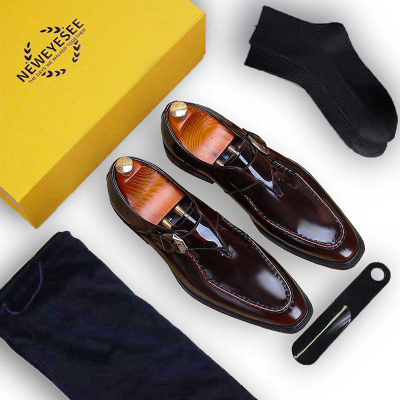 Men's Monk Strap Dress Shoes Metal Buckle Detail