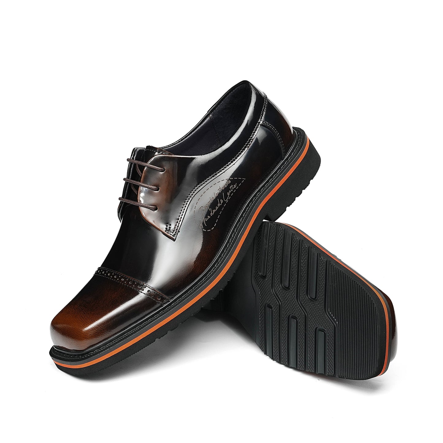 Men's Architectural Derby: Square-Toe Design & Contrast Sole Detailing