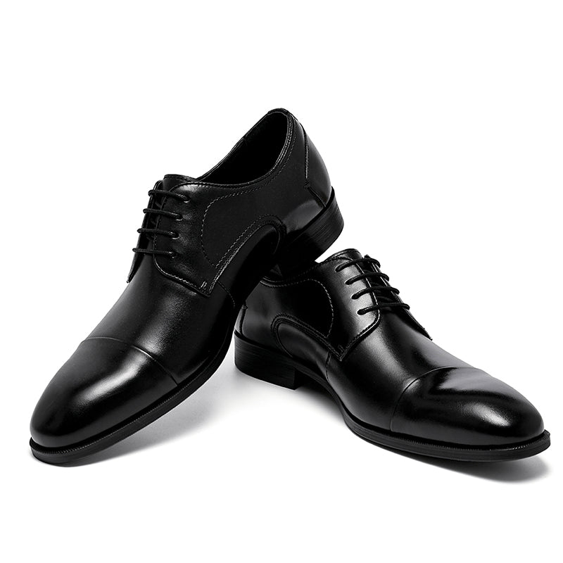 Men's Cap Toe Derby Shoes Polished Leather & Secure Lacing