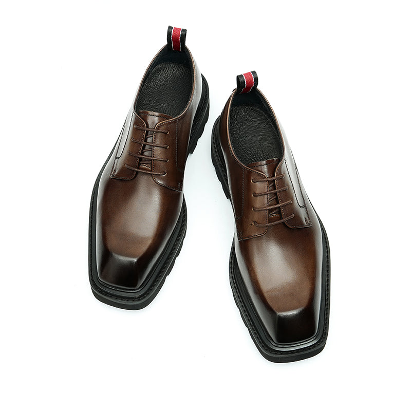 Men's Derby Shoes Square-Toe Sophistication & Functional Tabs