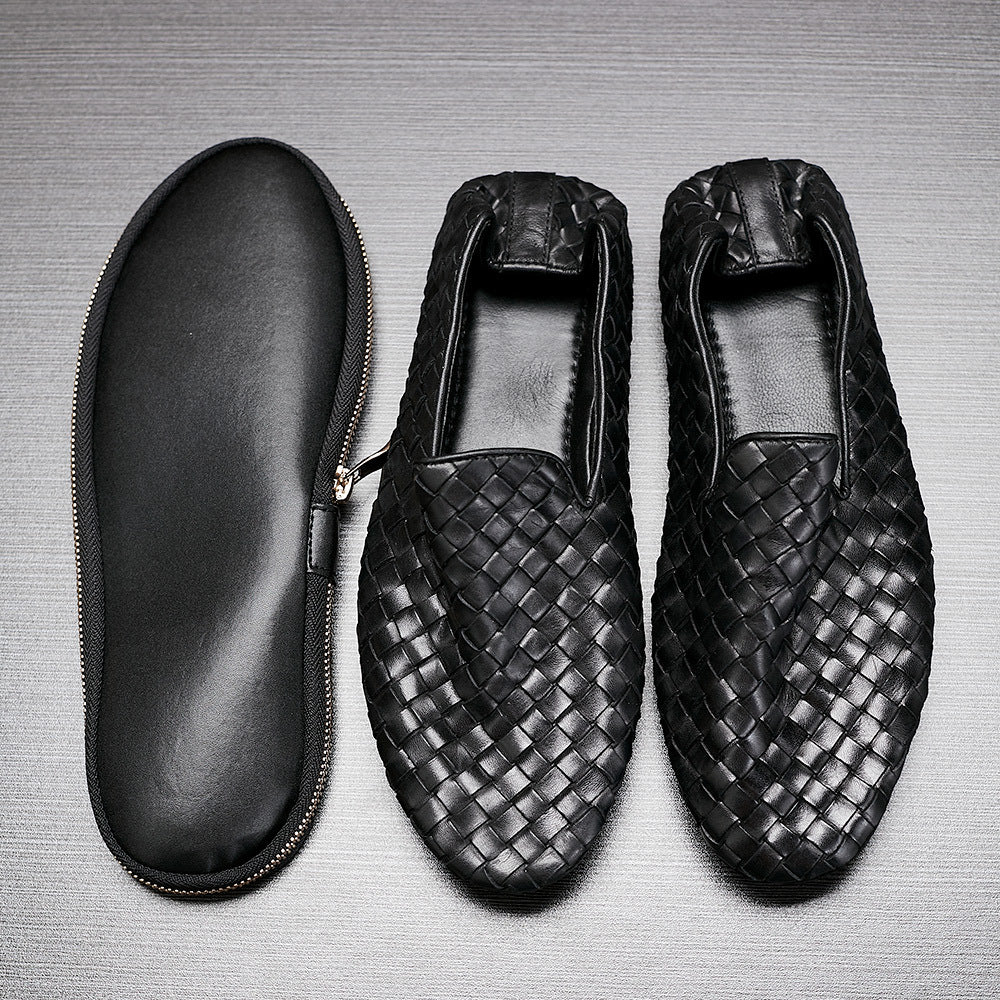 Men's Slip-On Loafers - Textured Weave & Effortless Slip-On Comfort