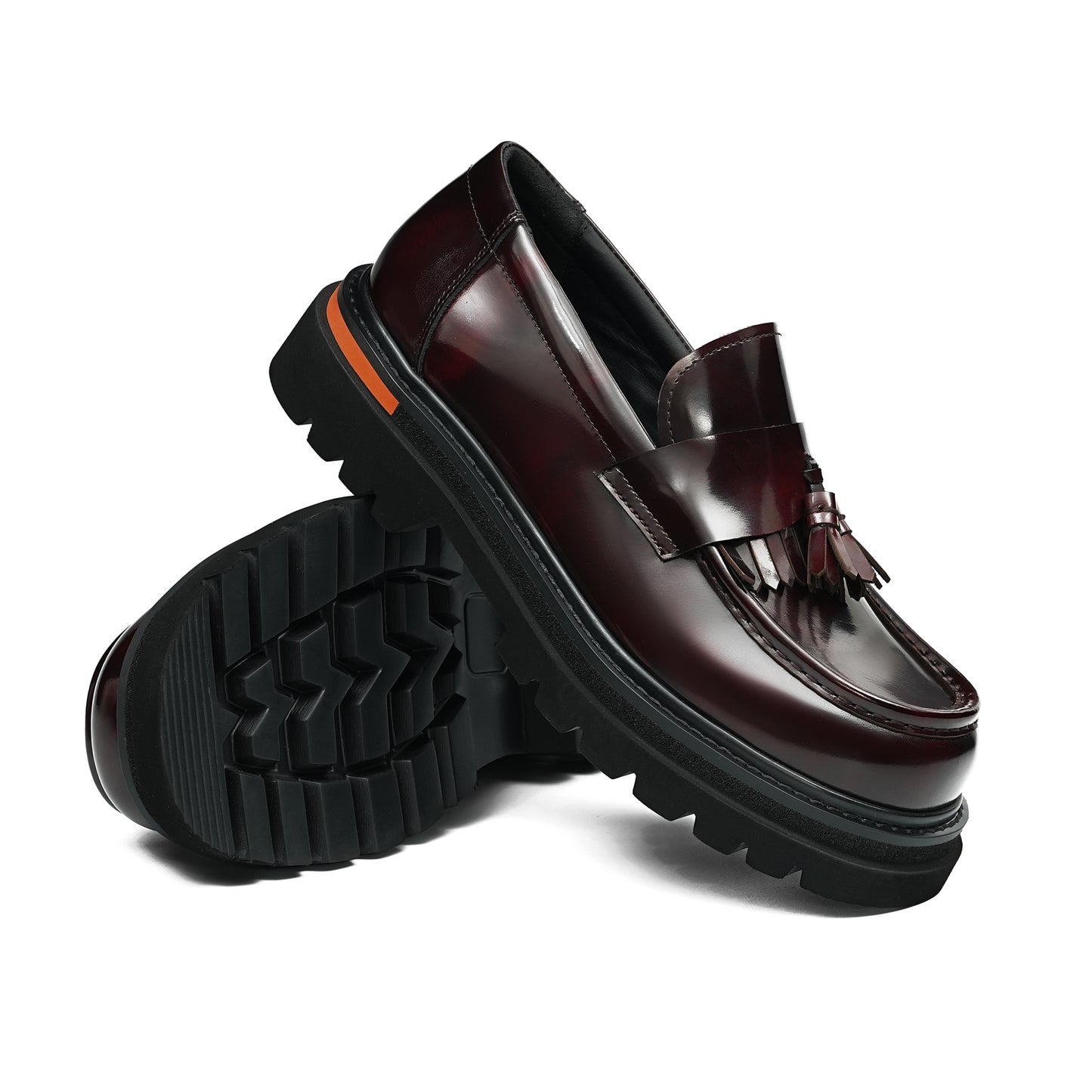 Men's Tassel Loafers: Burnished Leather Patina & Adaptable Traction