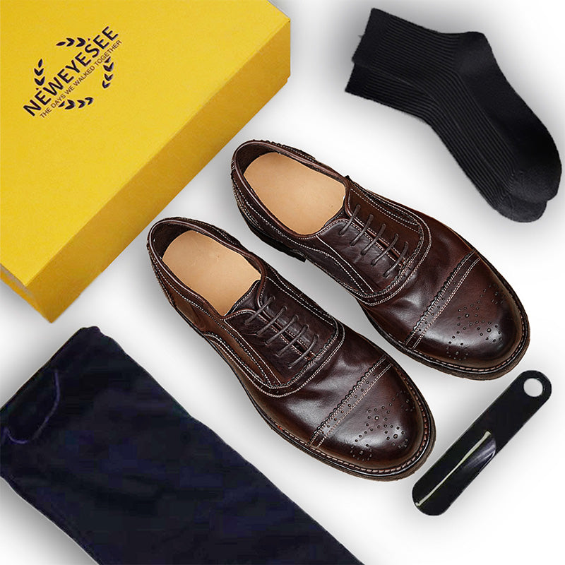 Brogue Oxford Excellence: Goodyear Welted Craft & Artful Carving Mastery