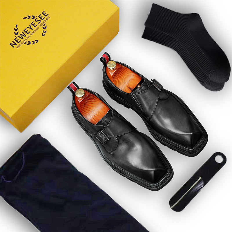 Men's Derby Shoes Square-Toe Sophistication & Functional Tabs