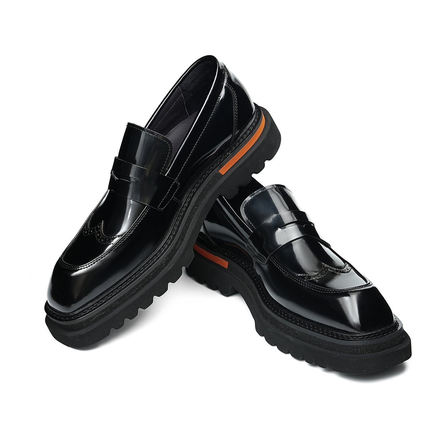 Square-Toe Men's Loafers: Brogue Detailing & Refined Hardware