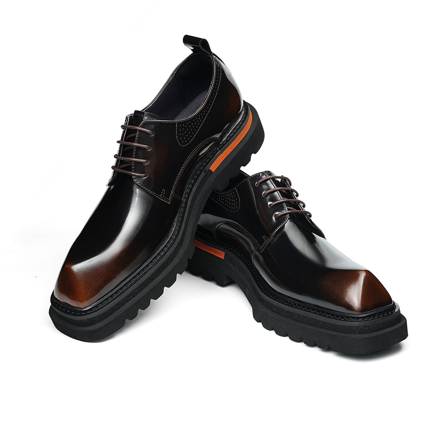 Cinematic Square-Toe Derby: Architectural Sole & Contrast Detailing