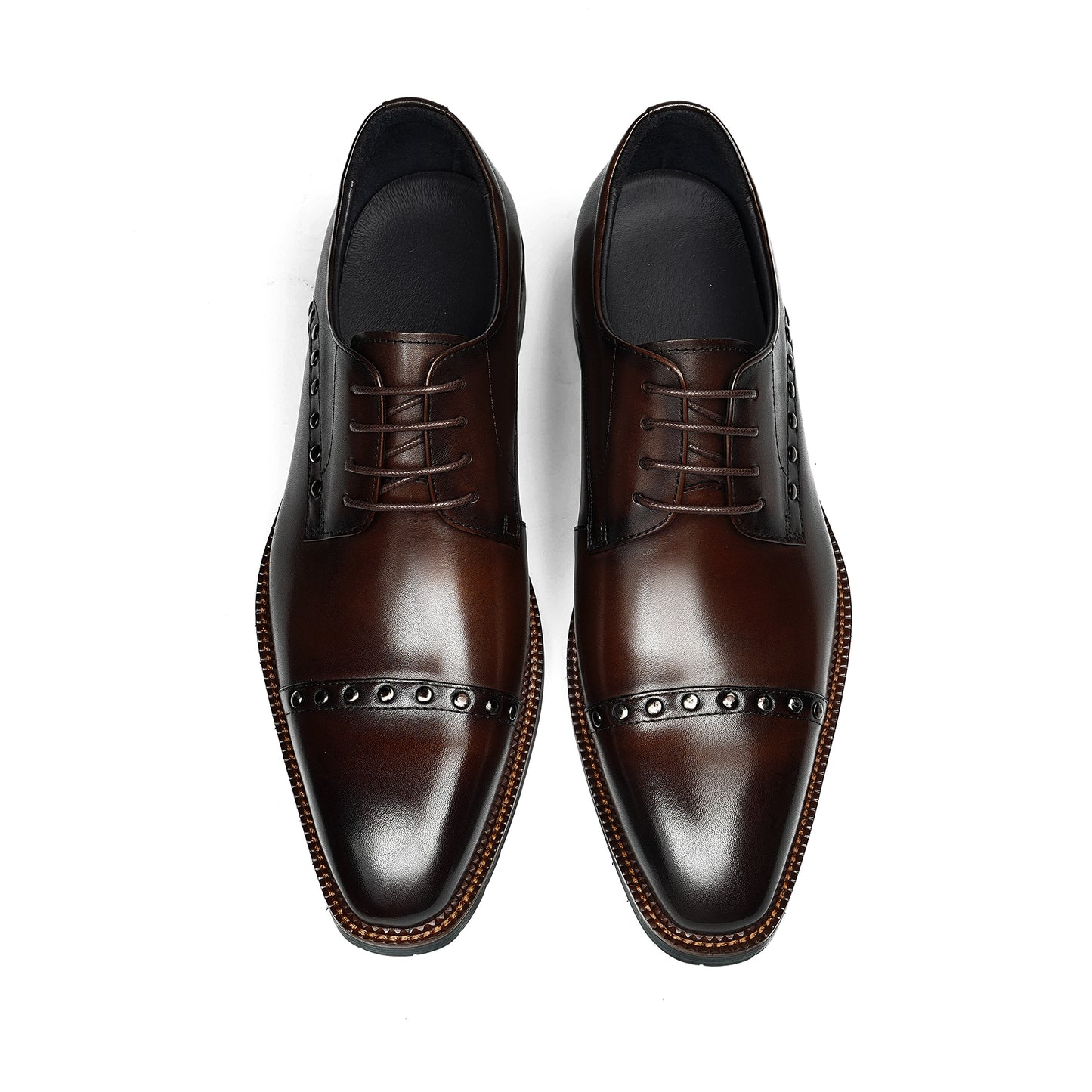 Men's Derby Shoes: Sculpted Toe Design & Artisan Hardware Accents