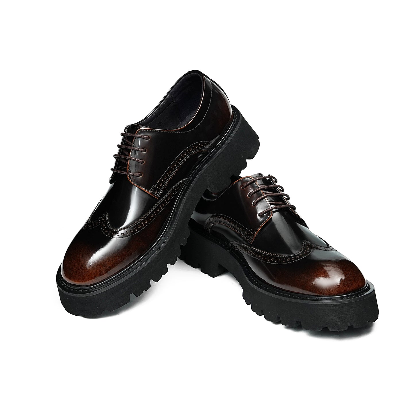 Men's Luminous Brogue Derby Shoes: Artisan Detailing & Timeless Sophistication