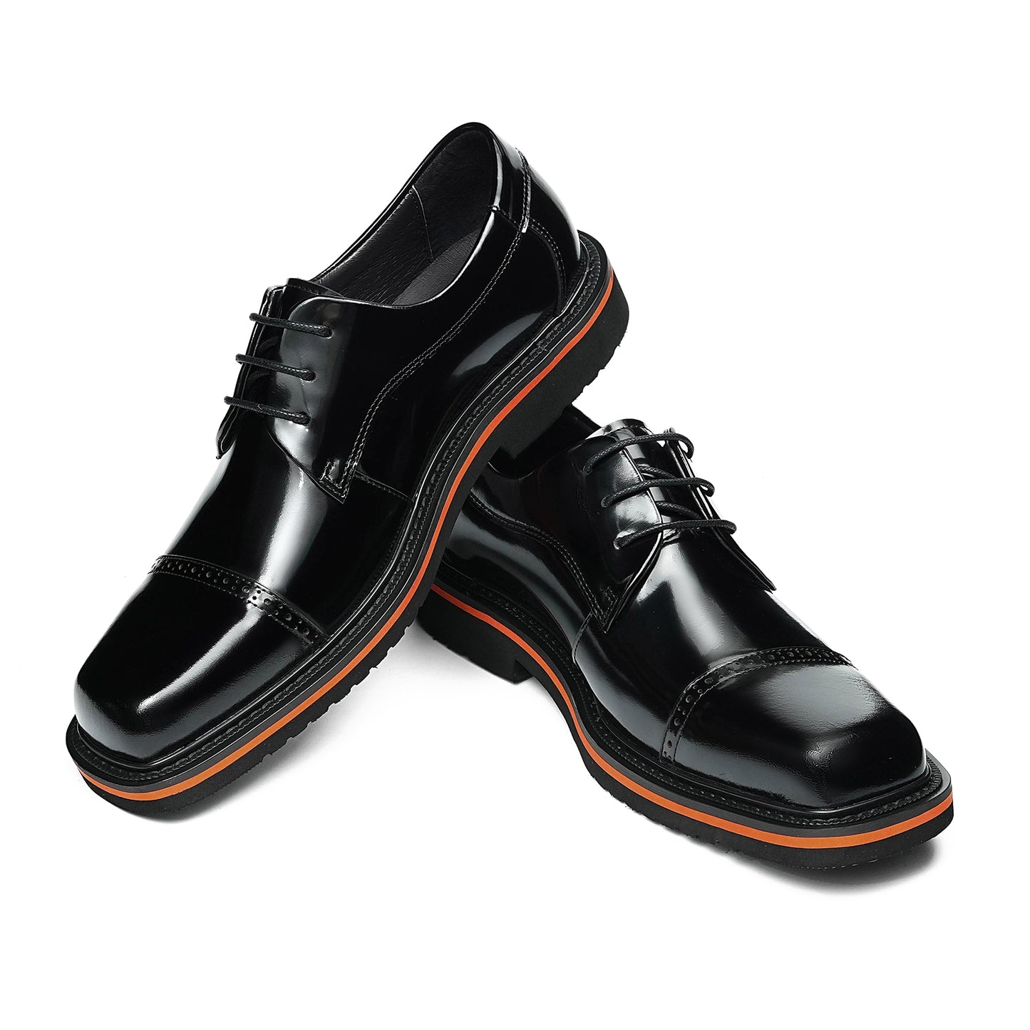 Men's Architectural Derby: Square-Toe Design & Contrast Sole Detailing