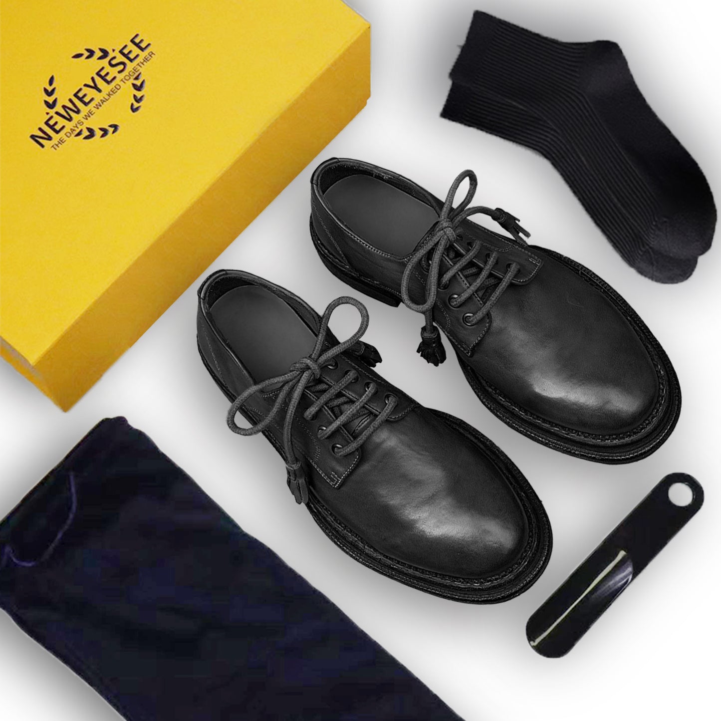 Men's Derby Shoes - Goodyear Welt Craftsmanship & Stitched Elegance