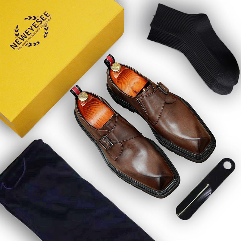 Men's Derby Shoes Square-Toe Sophistication & Functional Tabs